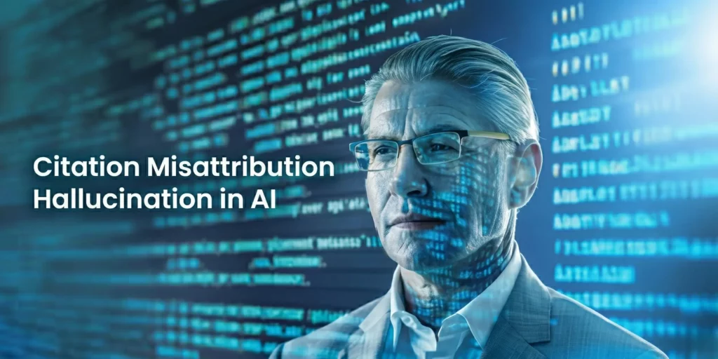 An infographic titled "HOW TO CATCH CITATION MISATTRIBUTION BEFORE IT SHIPS". The image features an isometric illustration of a factory conveyor belt system processing an "AI generated data stream" of documents. The workflow includes several verification stages represented by machines and people, with floating labels: "Manual Spot-Checking Simulation" showing two people reviewing digital screens; "Automated Verification Tools" represented by server racks and a screen displaying "GPTZero"; "Span-Level Claim Matching" using a robotic arm scanner; and "Semantic Similarity Scoring" depicted as a high-tech processing machine. Documents that fail the checks are discarded into a bin labeled "REJECTED: MISATTRIBUTION" filled with crumpled red papers, while verified documents proceed down a slide labeled "SHIPPED: APPROVED" into green folders. In the background, human operators monitor data on screens in a control room setting.